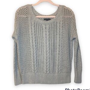 𝅺AMERICAN Eagle Womens Light Gray Cable Knit Pullover Sweater Size Small